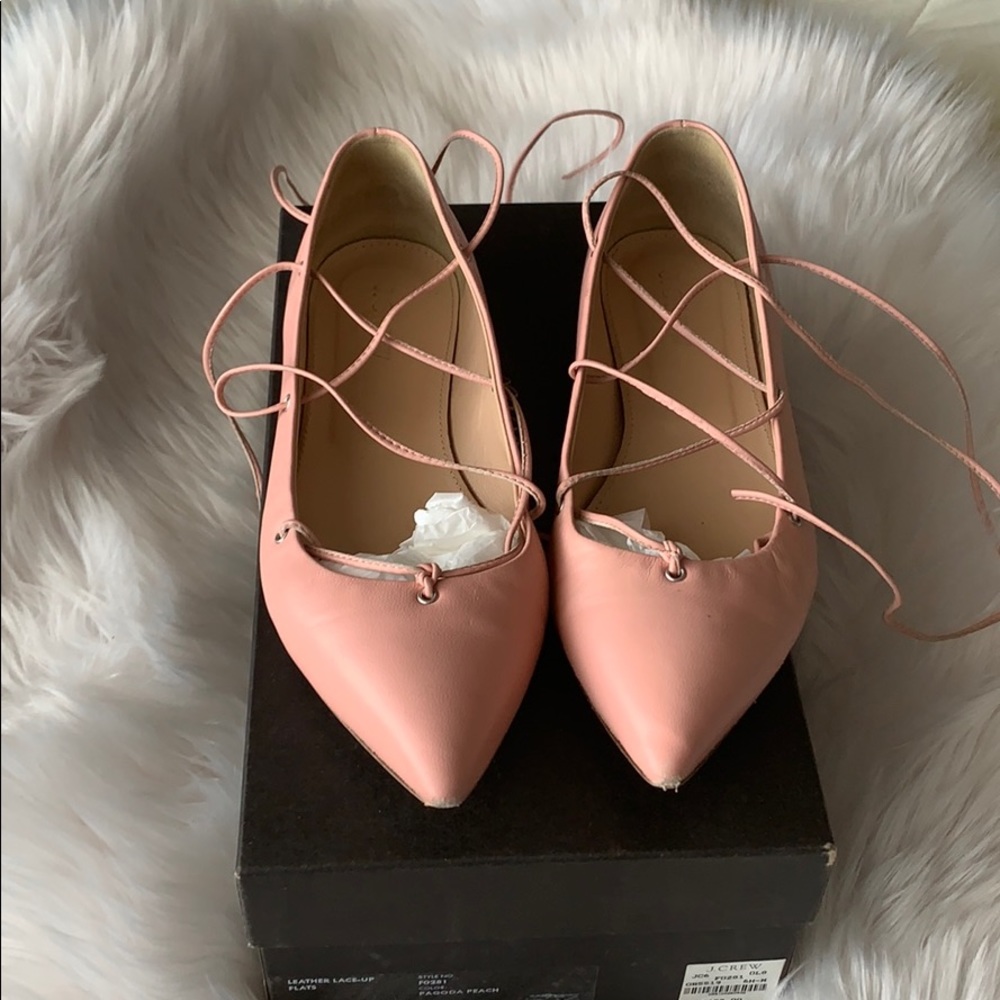 J.Crew leather lace up flats
